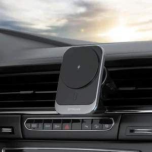 Тримач в машину з бездротовим ЗП Proove Square Magnetic PRO 15W metal gray
