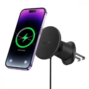 Автомобільний тримач з Бездротовим ЗП Baseus CW01 Magnetic 15W Black