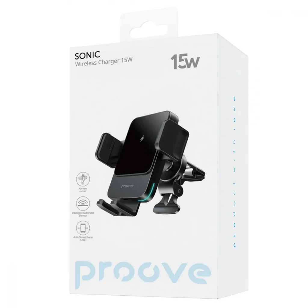 Автомобільний тримач з бездротовим ЗП Proove Sonic 15W Metal Gray, WHSN15002001