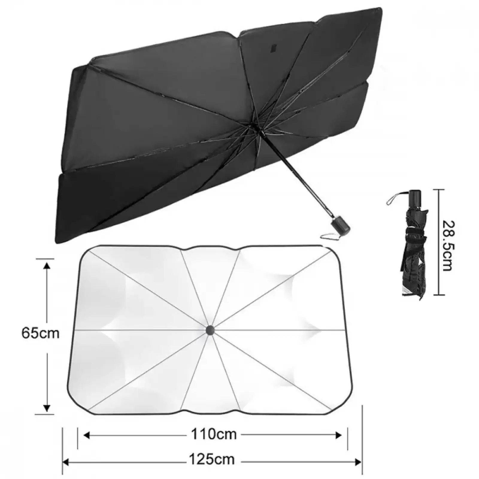 Солнцезащитный зонт для автомобиля SunShield 110*125*65cm Black
