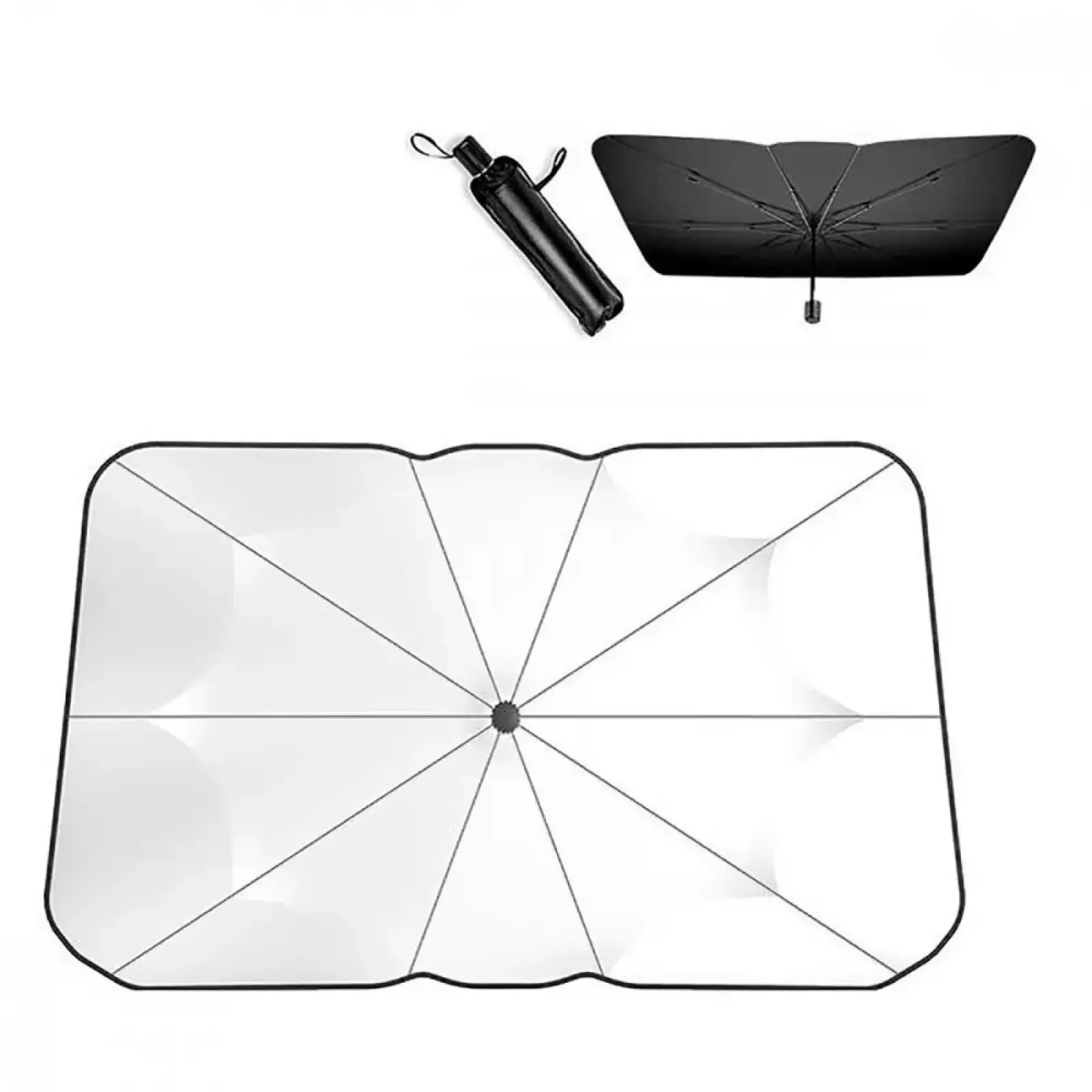 Солнцезащитный зонт для автомобиля SunShield 126*140*80cm Black