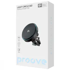 Автомобільний тримач з бездротовим ЗП Proove Light Circle Qi2 15W Metal Gray, WHLC15010002