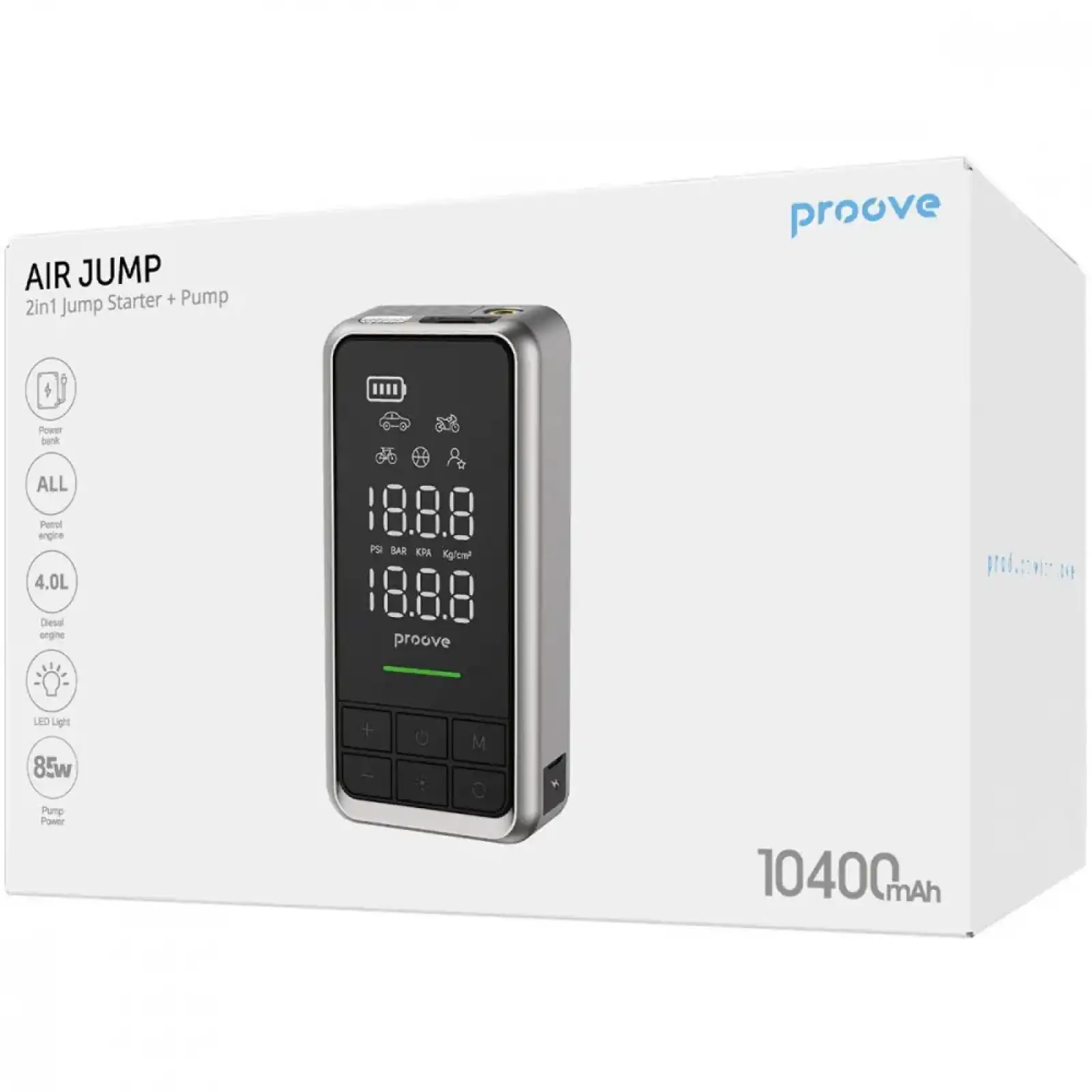 Пусковий Пристрій 2 in 1 + Насос Proove Air Jump 10400mAh 1000A Gray