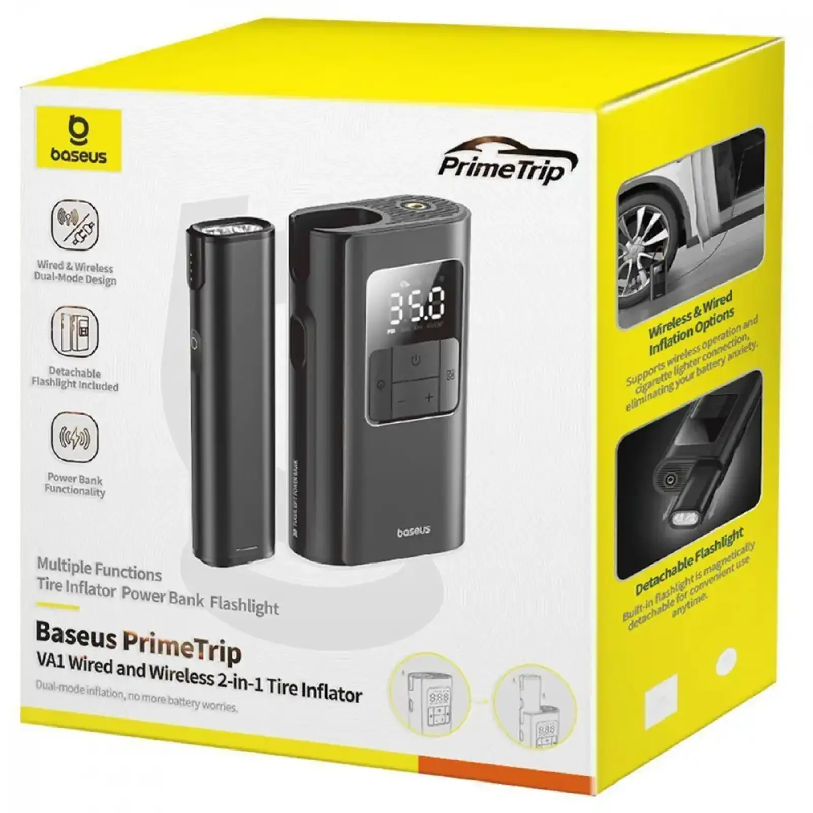 Портативний Міні Насос Baseus PrimeTrip VA1 2-in-1 Black