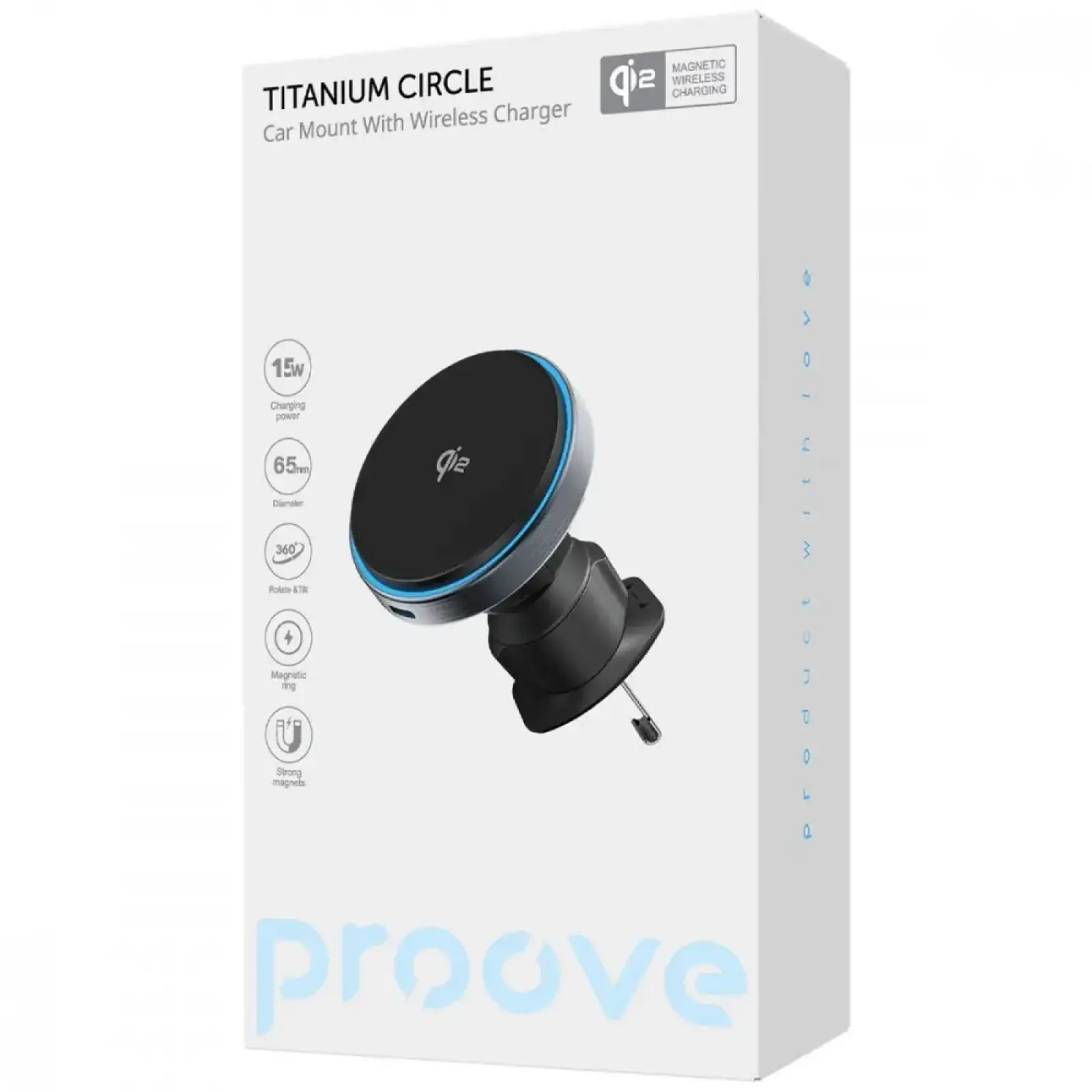 Автомобільний тримач Proove Titanium Circle Qi2 15W Gray (WHTC15010003)