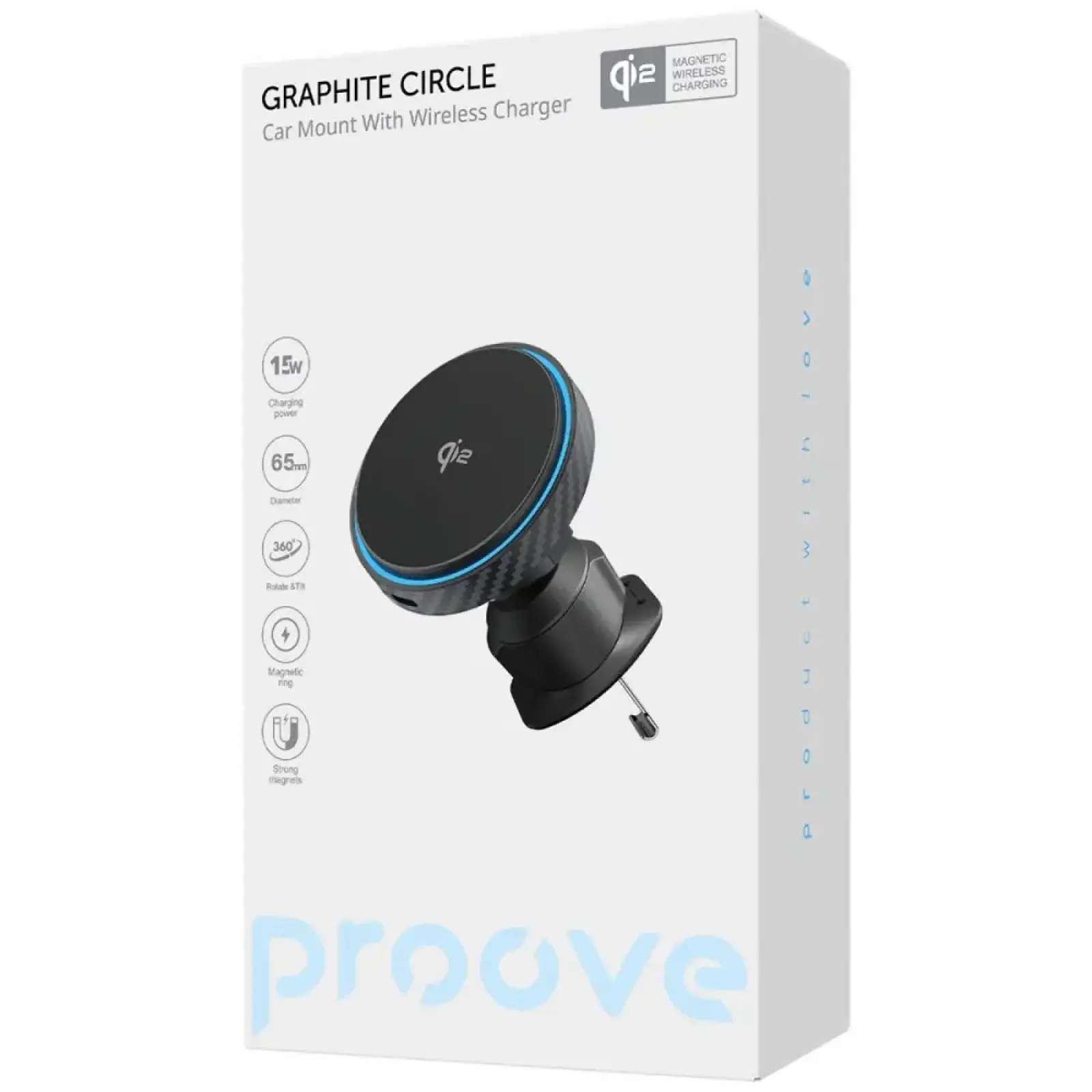 Автодержатель Proove Graphite Circle Qi2 15W Black (WHGC15010001)