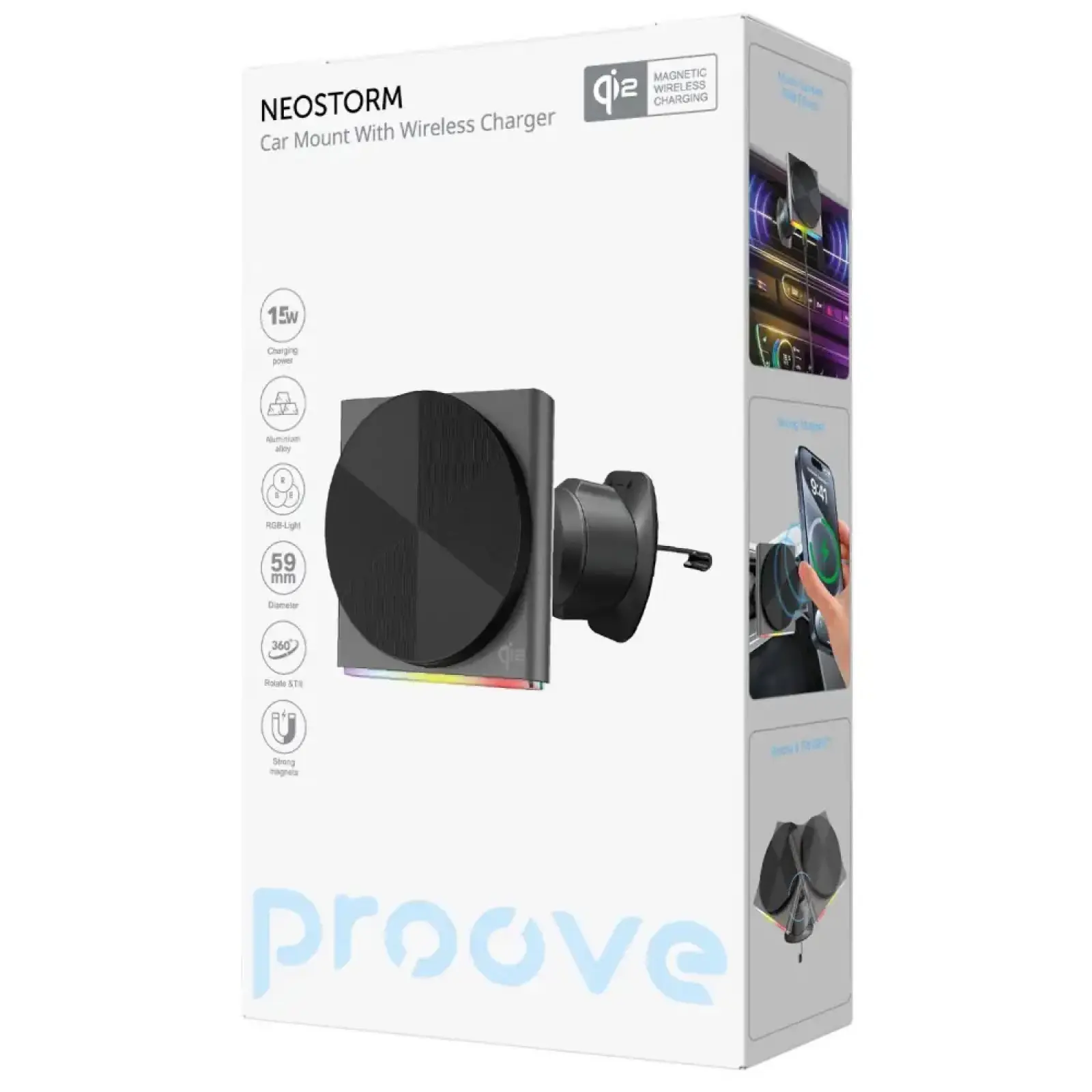 Автомобільний тримач Proove Neostorm Qi2 15W Gray (WHNS15002003)