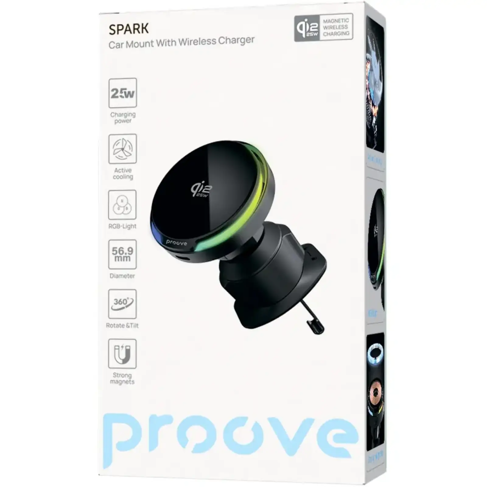 Автомобільний тримач Proove Spark Qi2.2 25W Black (WHSQ25002001)