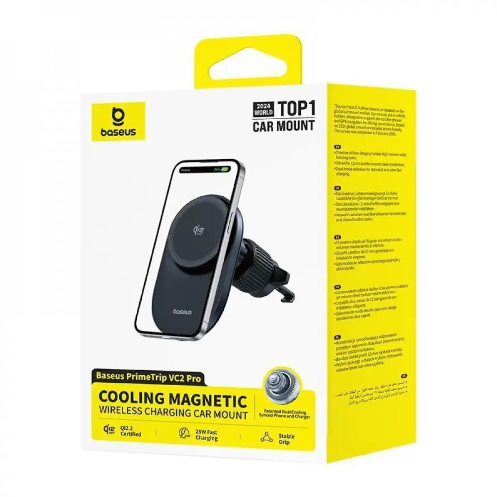 Автодержатель с Беспроводной Зарядкой Baseus PrimeTrip VC2 Pro Qi2.2 25W Black