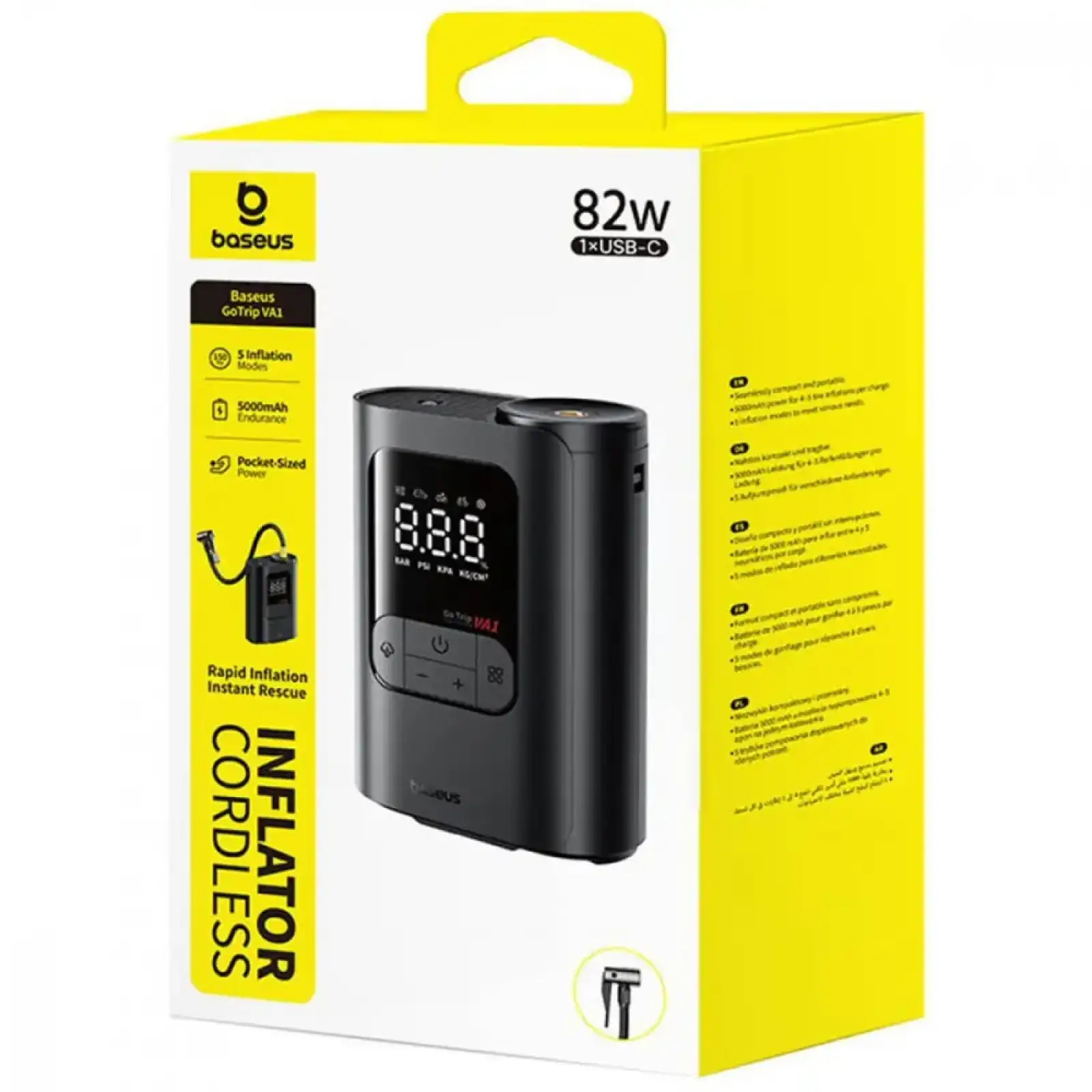 Автомобільний насос Baseus GoTrip VA1 Super Mini 80W 5000mAh Black