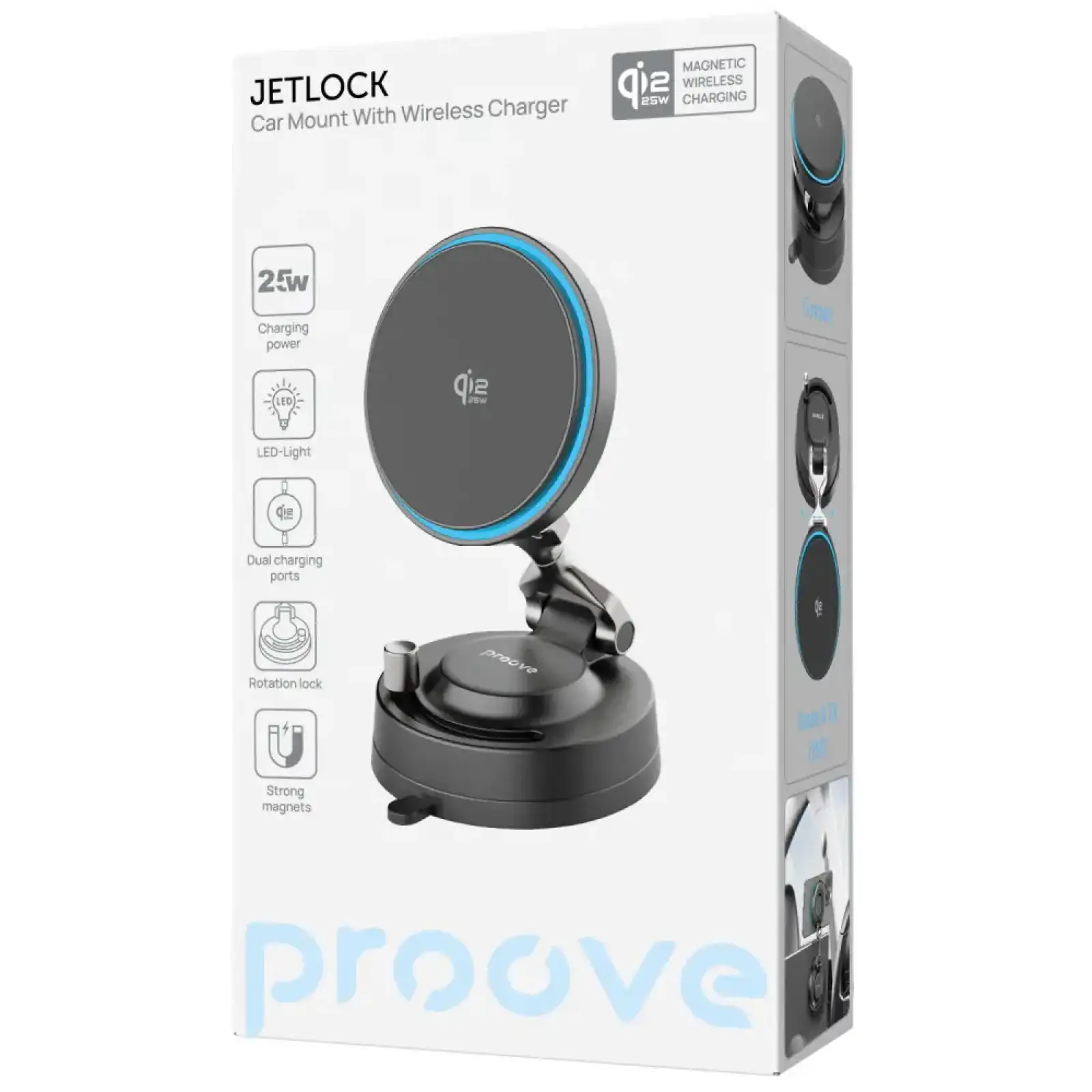 Автодержатель Proove JetLock Qi2.2 25W Black (WHJL25010001)