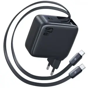 СЗУ Baseus EnerCore CJ21 Fast Charger with Dual Retractable Cables 67W (3 Type-C) Black