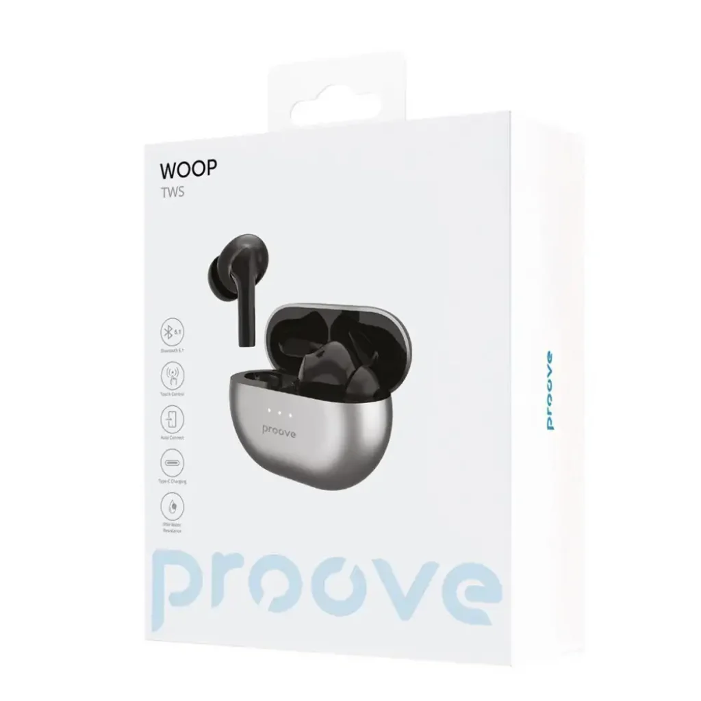 Бездротові навушники Proove Woop TWS with ANC Silver/Black TWWP00010006