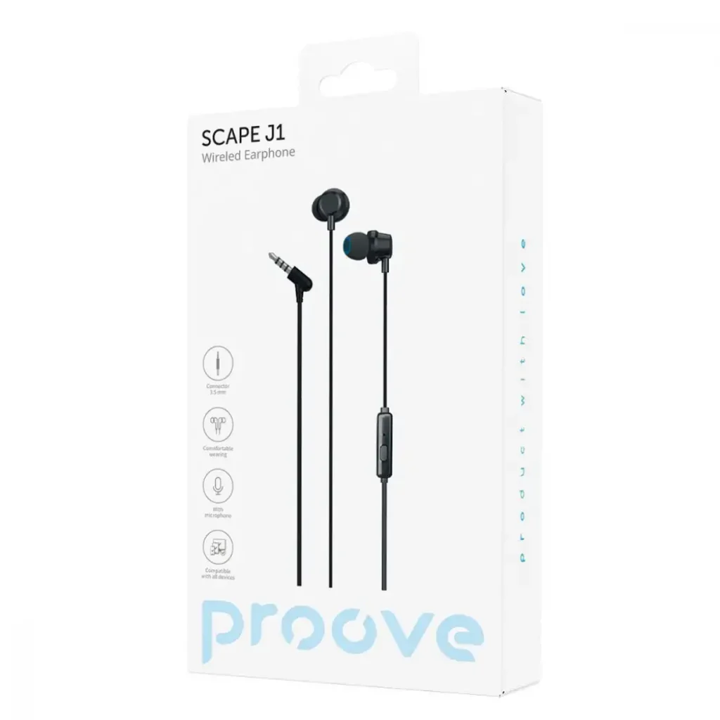 Наушники Proove Scape J1 3.5mm Black, WESJ10000801
