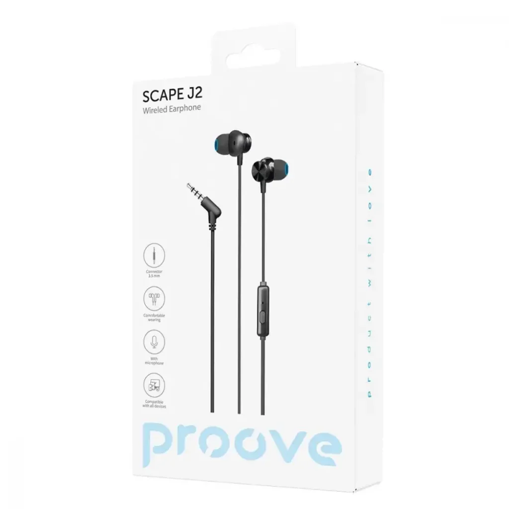 Провідні навушники Proove Scape J2 (3.5mm) Black, WESJ20000801