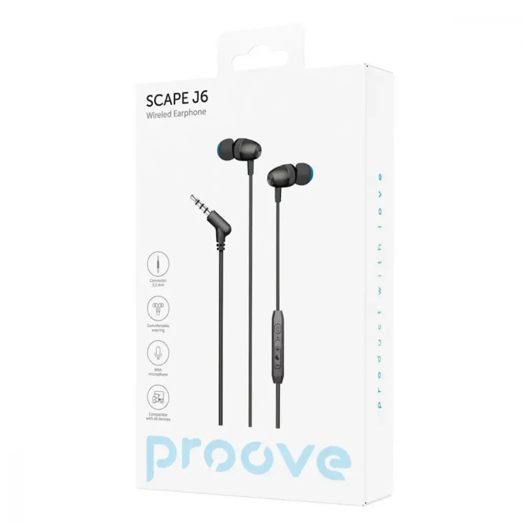Провідні навушники Proove Scape J6 (3.5mm) Black, WESJ60000801