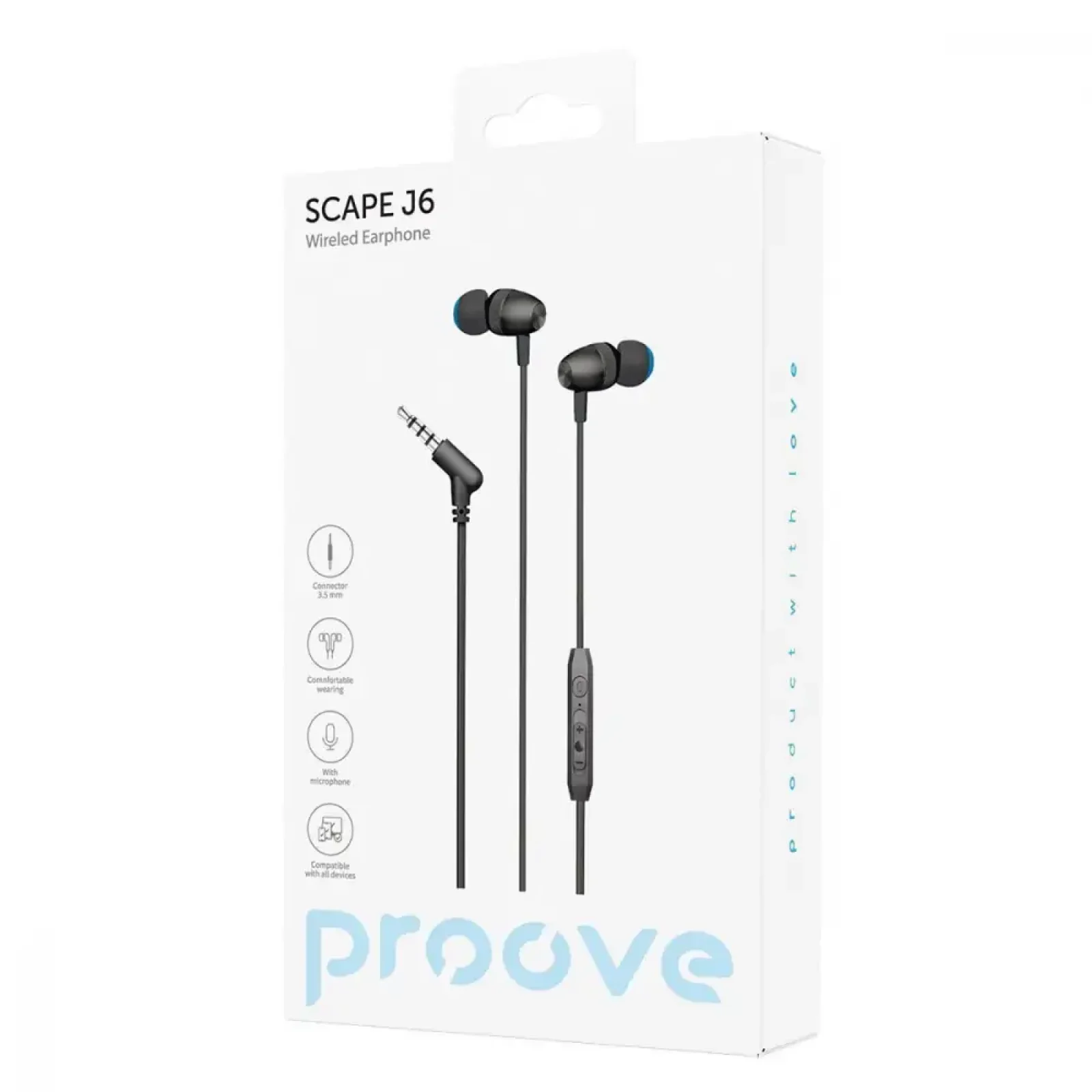 Провідні навушники Proove Scape J6 (3.5mm) Black, WESJ60000801