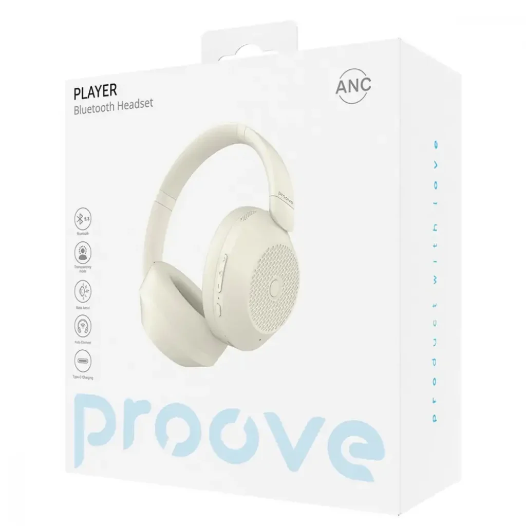 Бездротові навушники Proove Player with ANC Beige, HPPY00010007