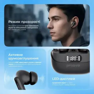 Бездротові навушники Proove Digital Pro TWS with ANC (APP) White