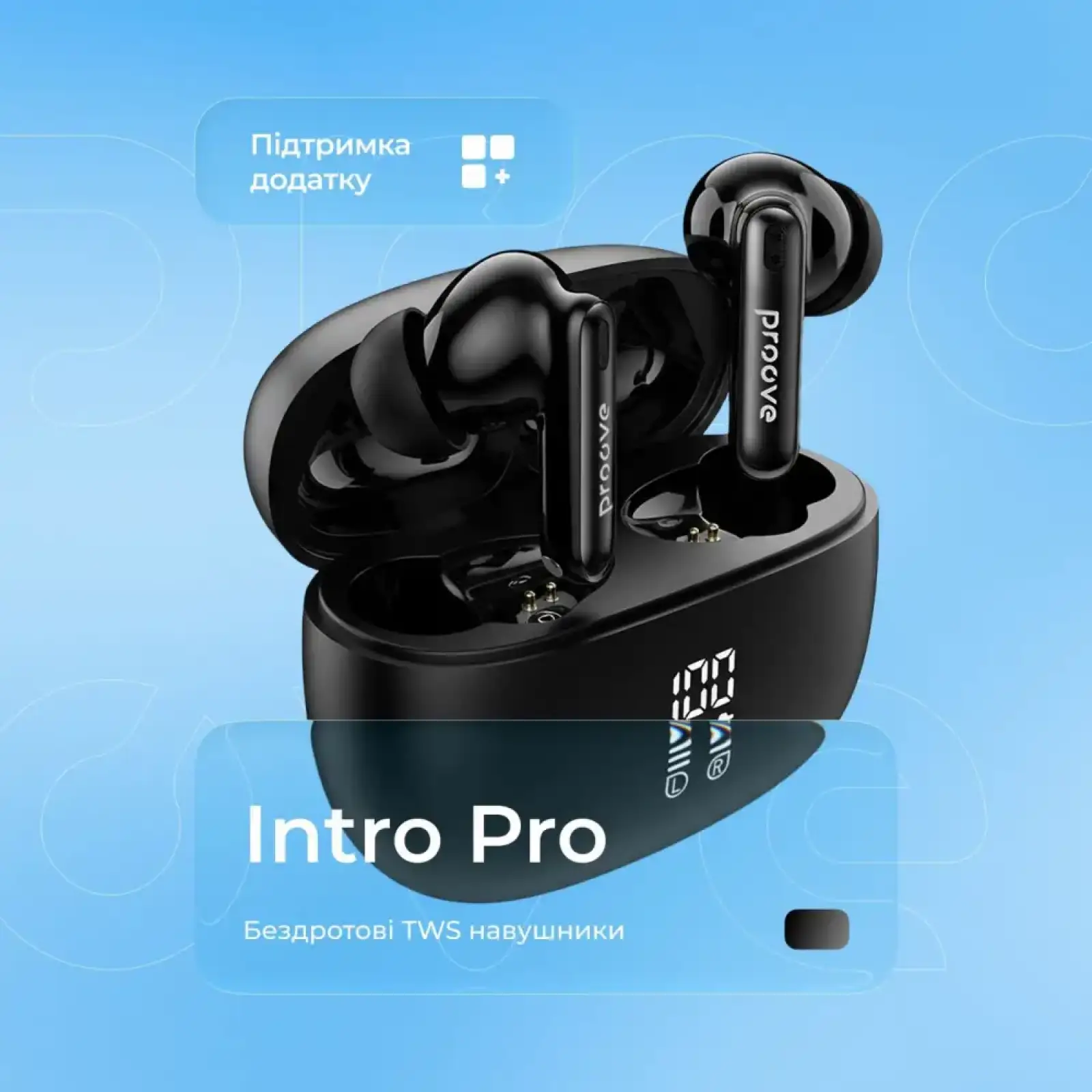 Бездротові навушники Proove Intro Pro TWS with ANC (APP) obsidian Black