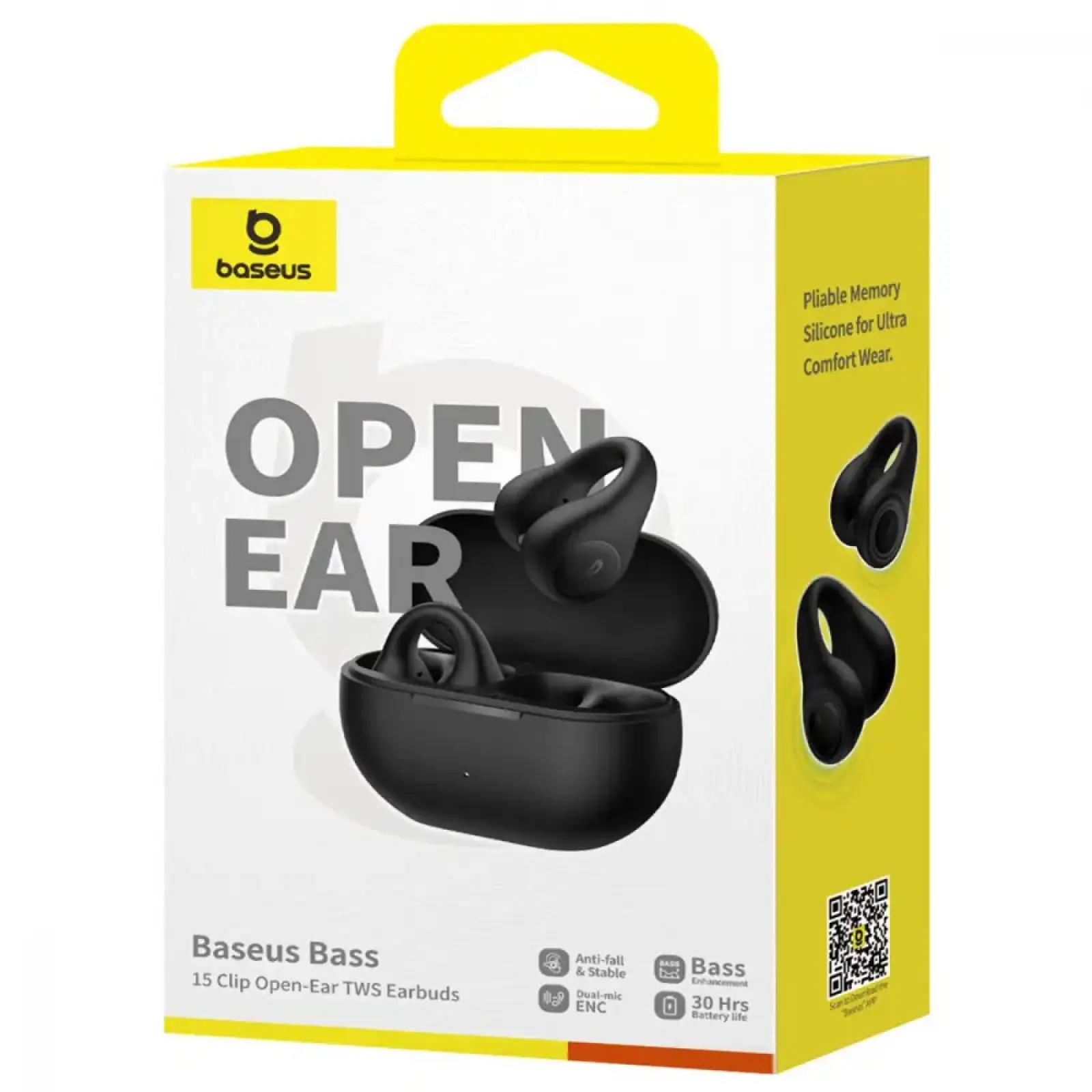 Wireless Earphones Baseus Bass 15 Clip Open-Ear TWS white (616580003)
