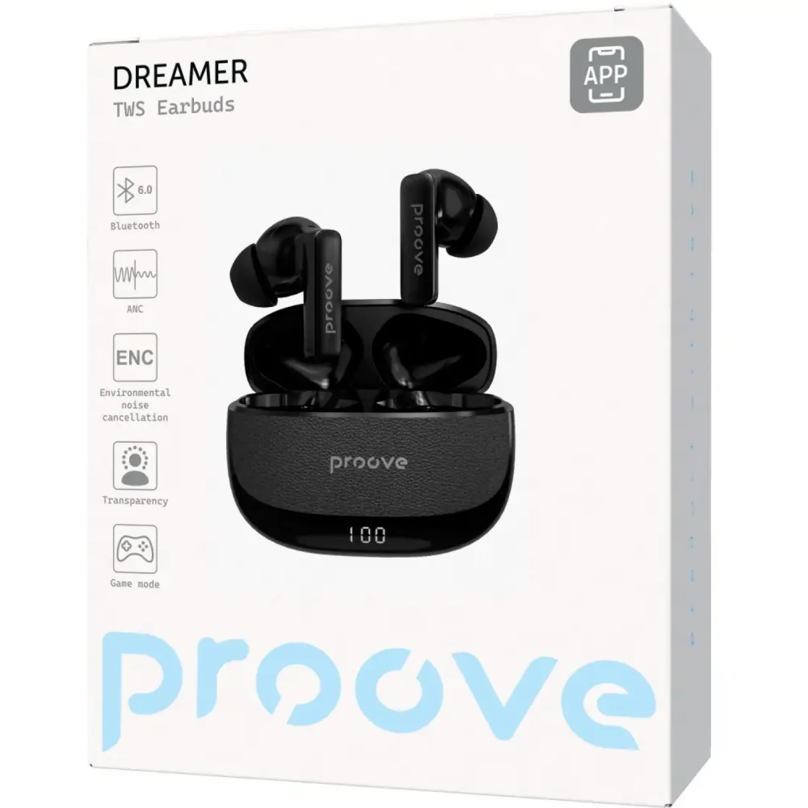 Беспроводные наушники Proove Dreamer with ANC (APP) Black (TWDM0001AP01)