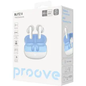 Беспроводные наушники Proove Blitz II TWS with Hybrid ANC (APP) White/Blue (TWBL2001AP21)