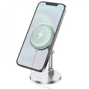 Підставка для магнітної беспровідної зарядки Hoco PH39 Daring silver