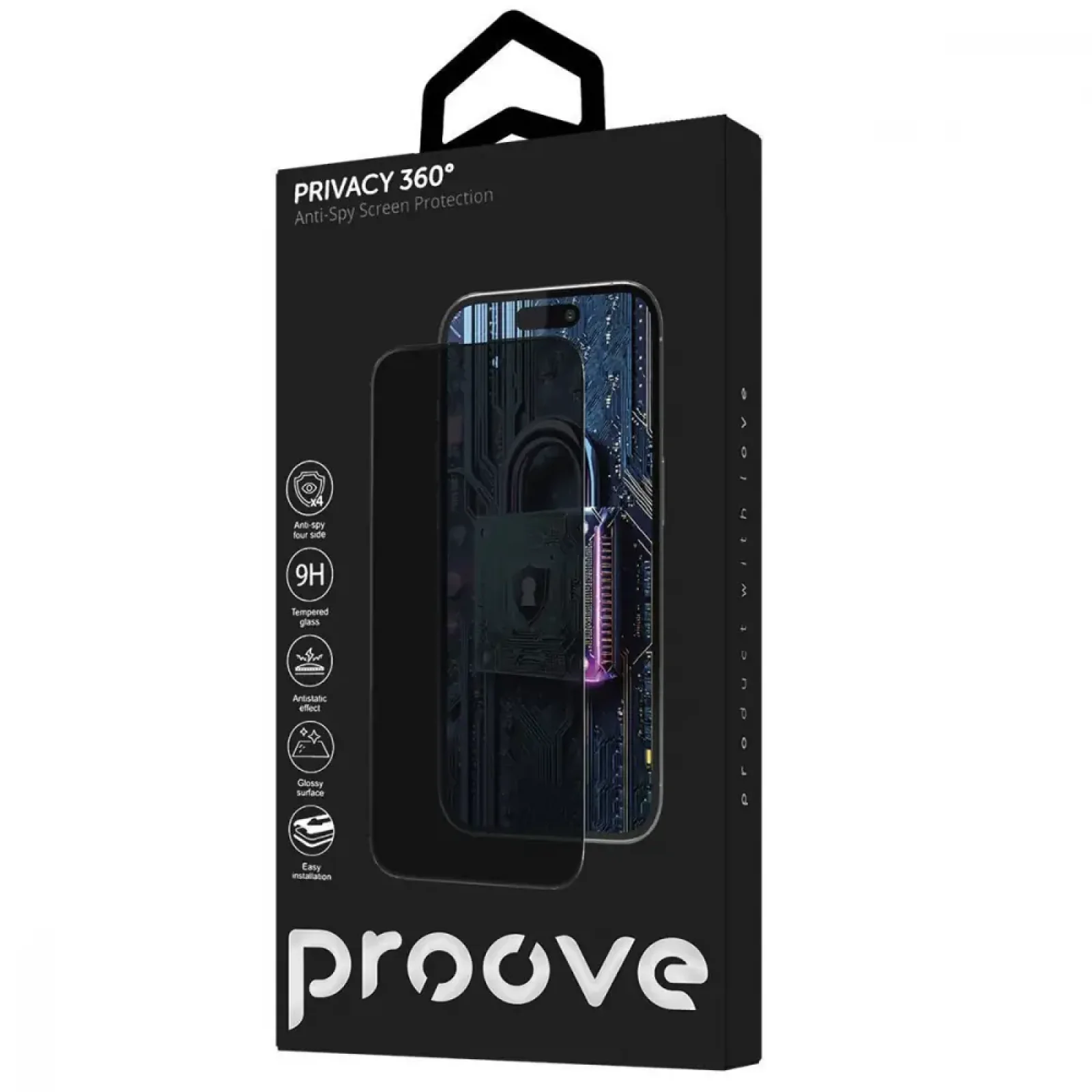 Защитное стекло Proove Privacy 360 Installation Box iPhone 16 Pro Black