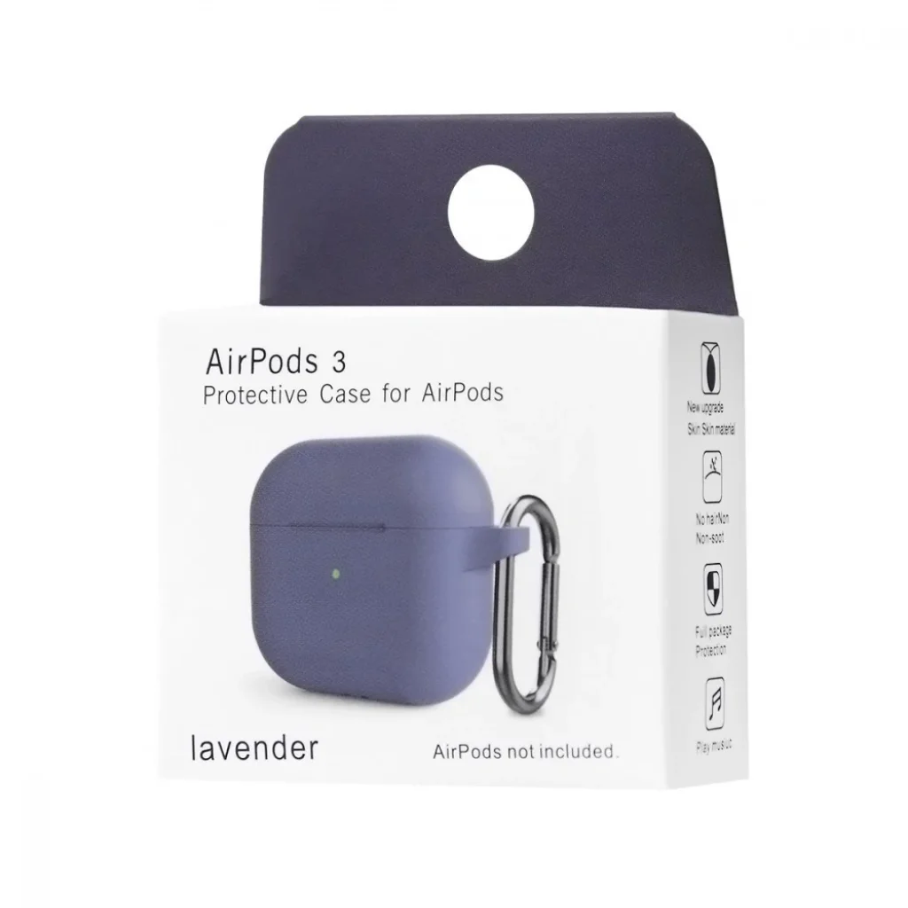 Чохол Silicone Case New with Clip for AirPods 3 Light Purple