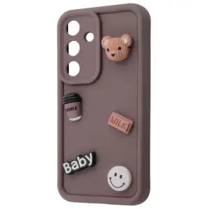 Цвет: Коричневый - Чехол Pretty Things Case Samsung Galaxy S24 FE Brown/Bear