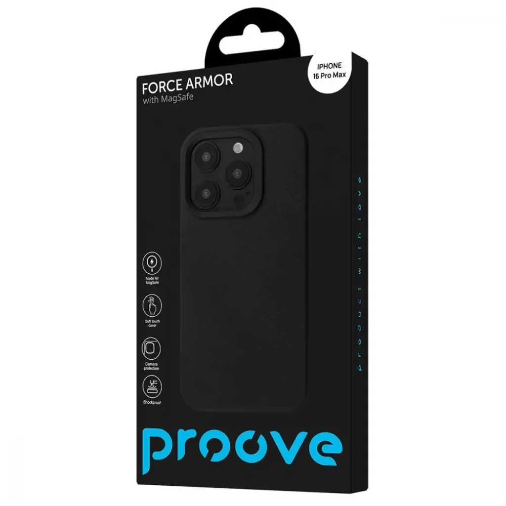 Чохол Proove Force Armor Case with Magnetic Ring iPhone 16 Pro Max Black, PCFAIP16PM02