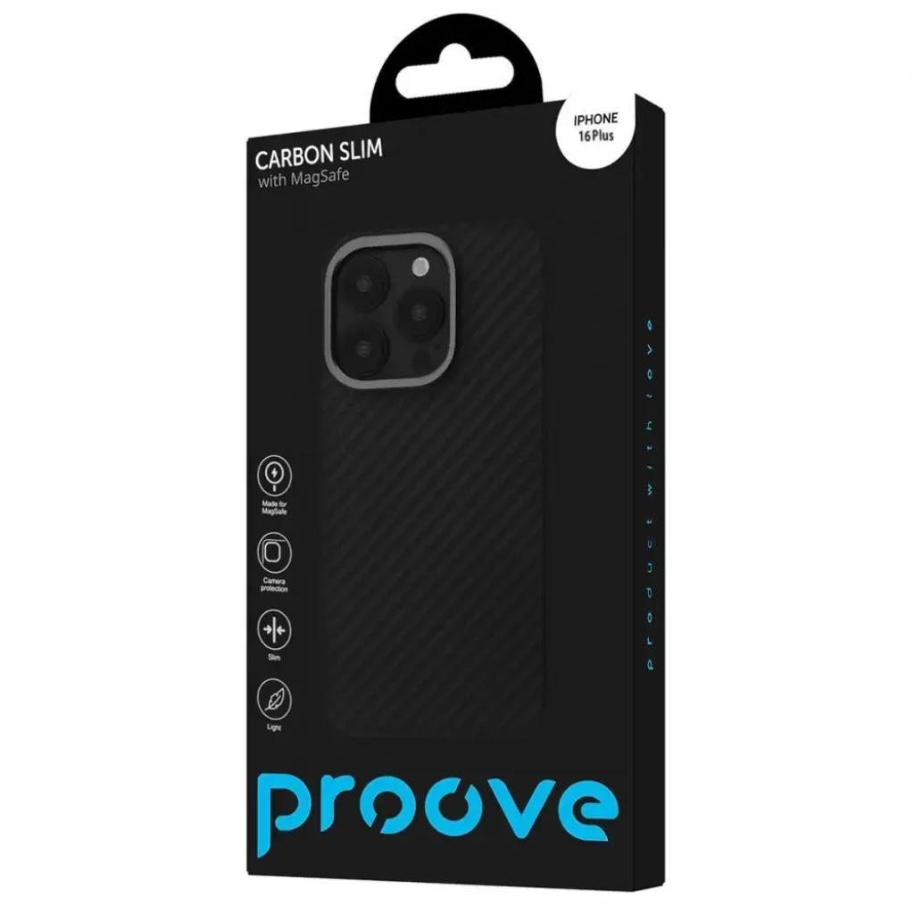 Чохол Proove Carbon Slim with Magnetic Ring iPhone 16 Plus Black, PCCSIP16PL02