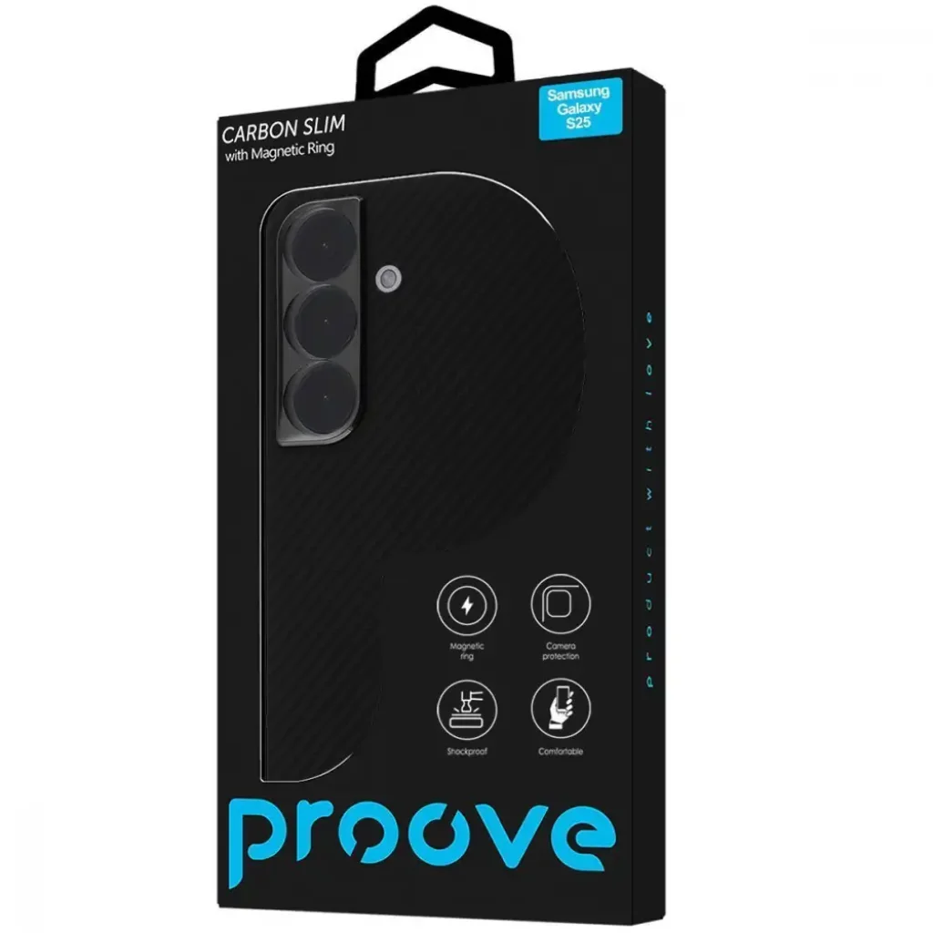 Чохол Proove Carbon Slim with Magnetic Ring Samsung Galaxy S25 Black (612270001)