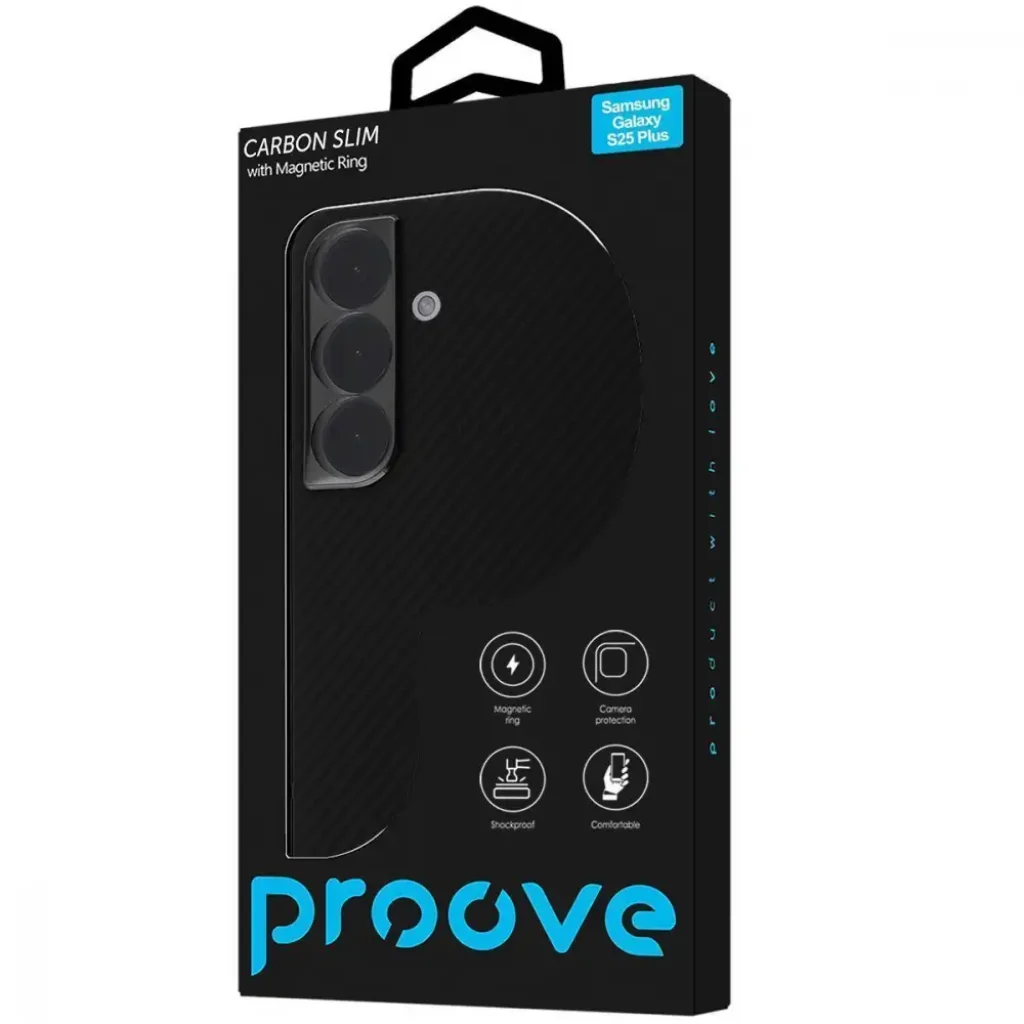 Чохол Proove Carbon Slim with Magnetic Ring Samsung Galaxy S25 Plus Black (612280001)