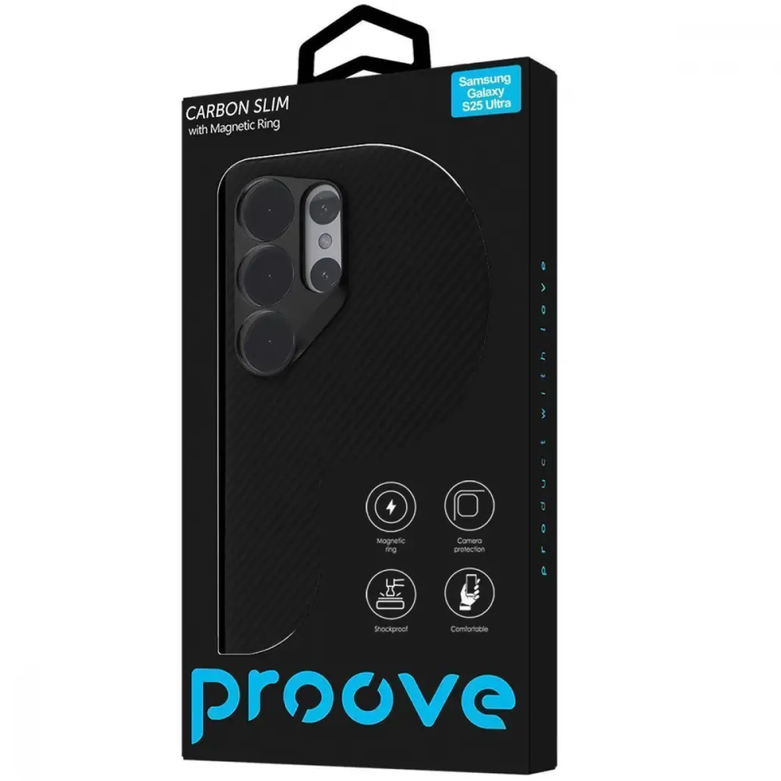 Чохол Proove Carbon Slim with Magnetic Ring Samsung Galaxy S25 Ultra Black (612290001)