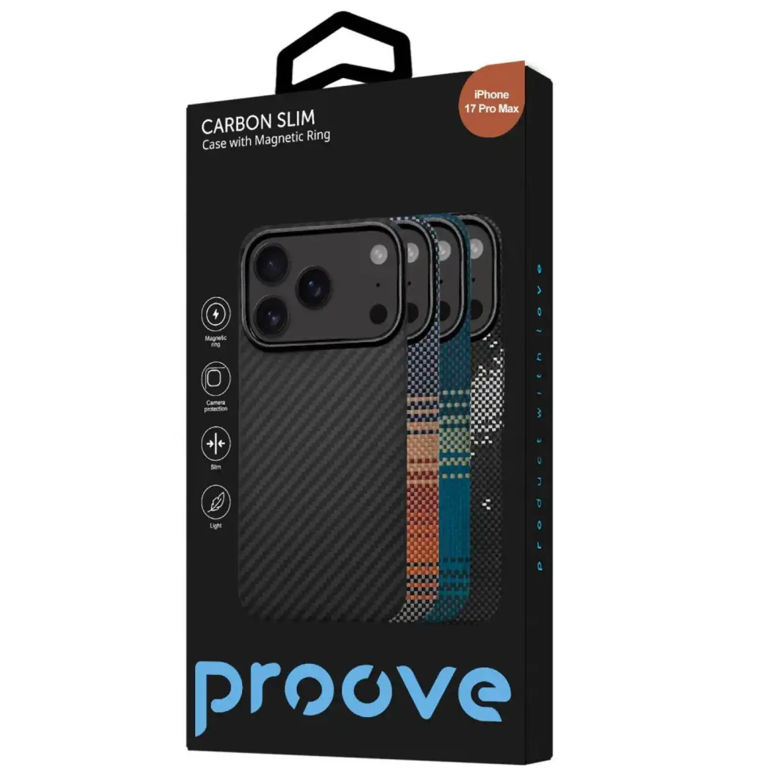 Чохол Proove Carbon Slim with Magnetic Ring iPhone 17 Pro Max, iPhone 18 Pro Max Light Blue