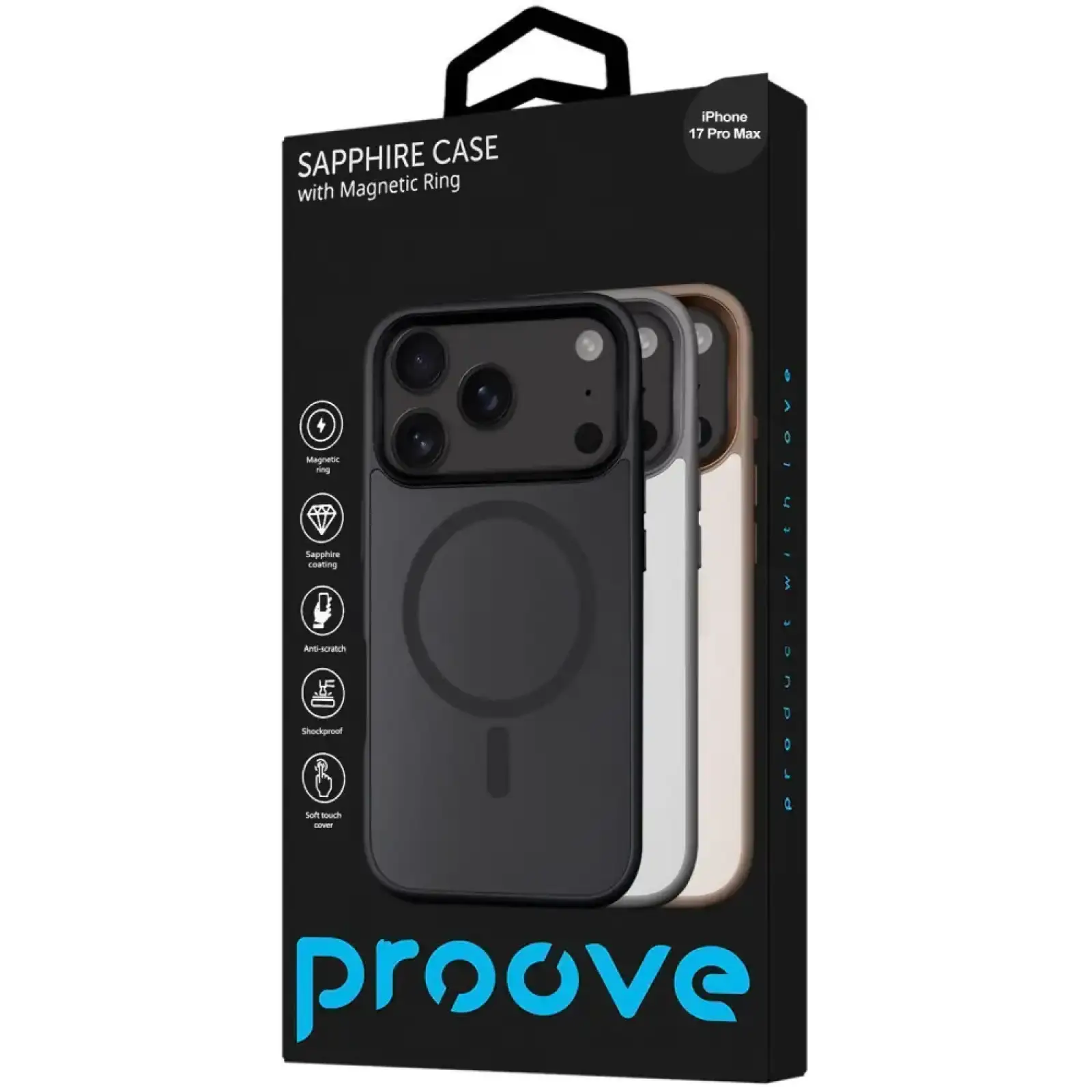 Чохол Proove Sapphire Case with Magnetic Ring iPhone 17 Pro Max, iPhone 18 Pro Max Black Titanium