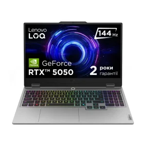 Ноутбук Lenovo 15.6FM/i5-13450HX/32/1TB SSD/RTX 5050 8GB/ DOS/BL_RGB/Luna grey LOQ 15IRX10 (83JE00L5RA) UA