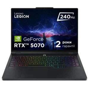 Ноутбук Lenovo 16_2KM/i9-14900HX/32/2x1TB SSD/RTX 5070 8G B/DOS/BL_RGB/Eclipse black Legion Pro 5 16IRX10 (83NN003WRA) UA