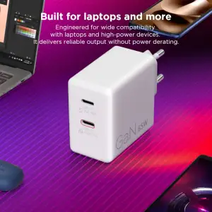 Адаптер живлення Lenovo Dual USB-C 65W GaN Charger White G0A6065WEU UA