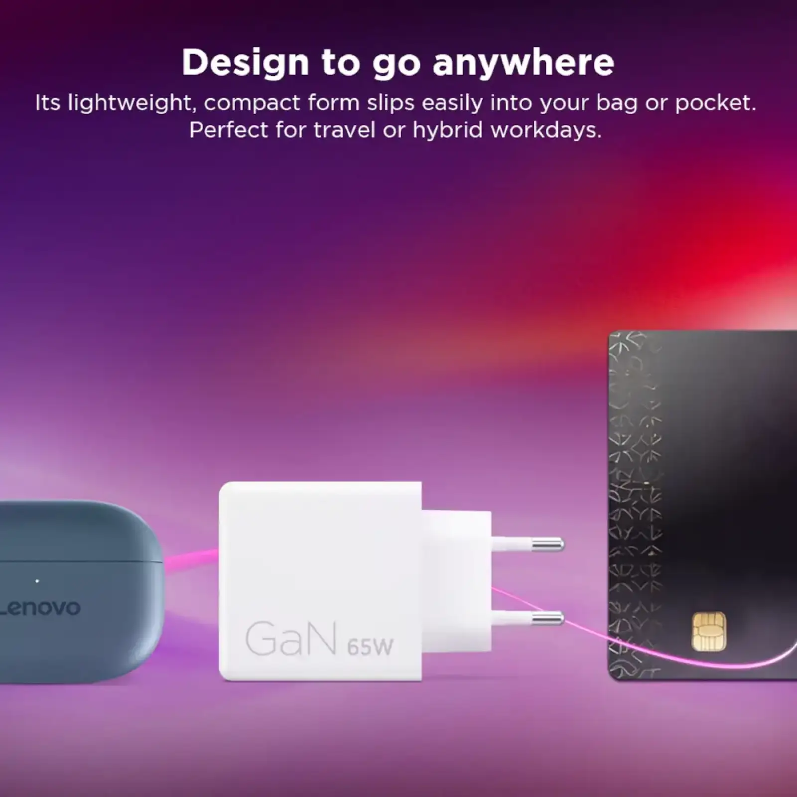 Адаптер живлення Lenovo Dual USB-C 65W GaN Charger White G0A6065WEU UA
