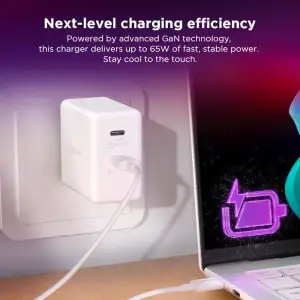 Адаптер живлення Lenovo Dual USB-C 65W GaN Charger White G0A6065WEU UA
