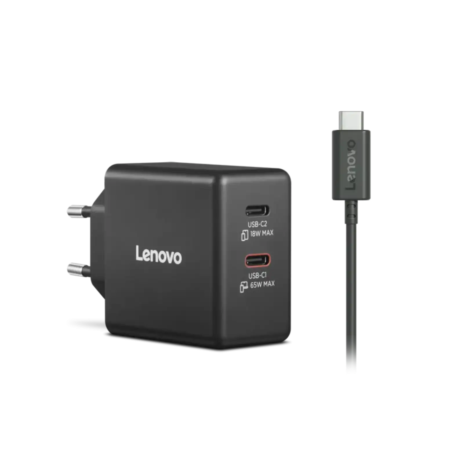 Адаптер живлення Lenovo Dual USB-C 65W GaN Charger 40AW065BEU UA