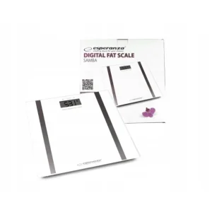 Весы напольные ESPERANZA, білого кольору, вимірюють відсоток жиру в організмі, води, м'язів, 4-ри тензодатчики EBS018W UA