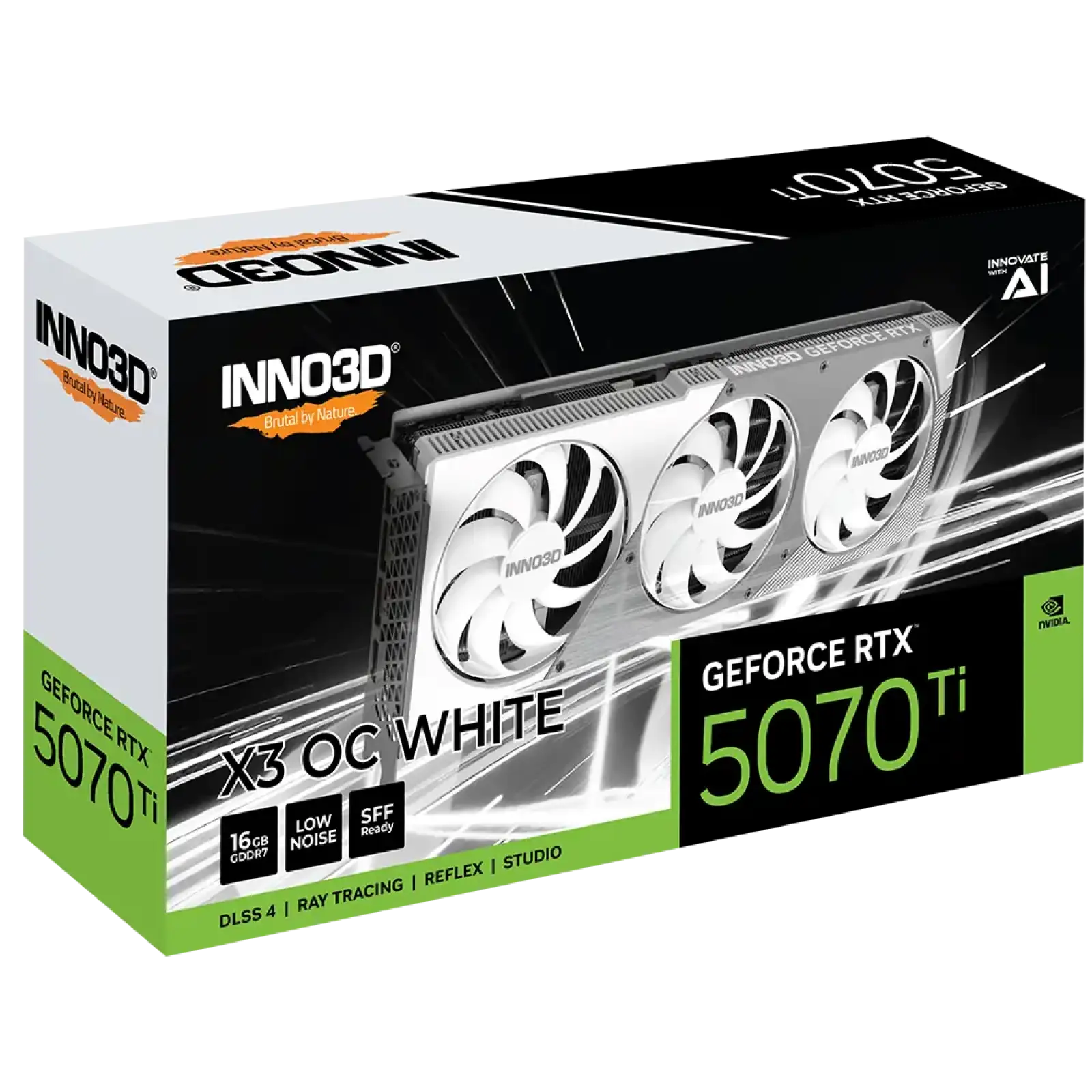 Відеокарта Inno3D NVIDIA GeForce RTX 5070 Ti X3 OC WHITE Inno3D RTX 5070 Ti X3 OC WHITE (N507T3-16D7X-176068W) UA