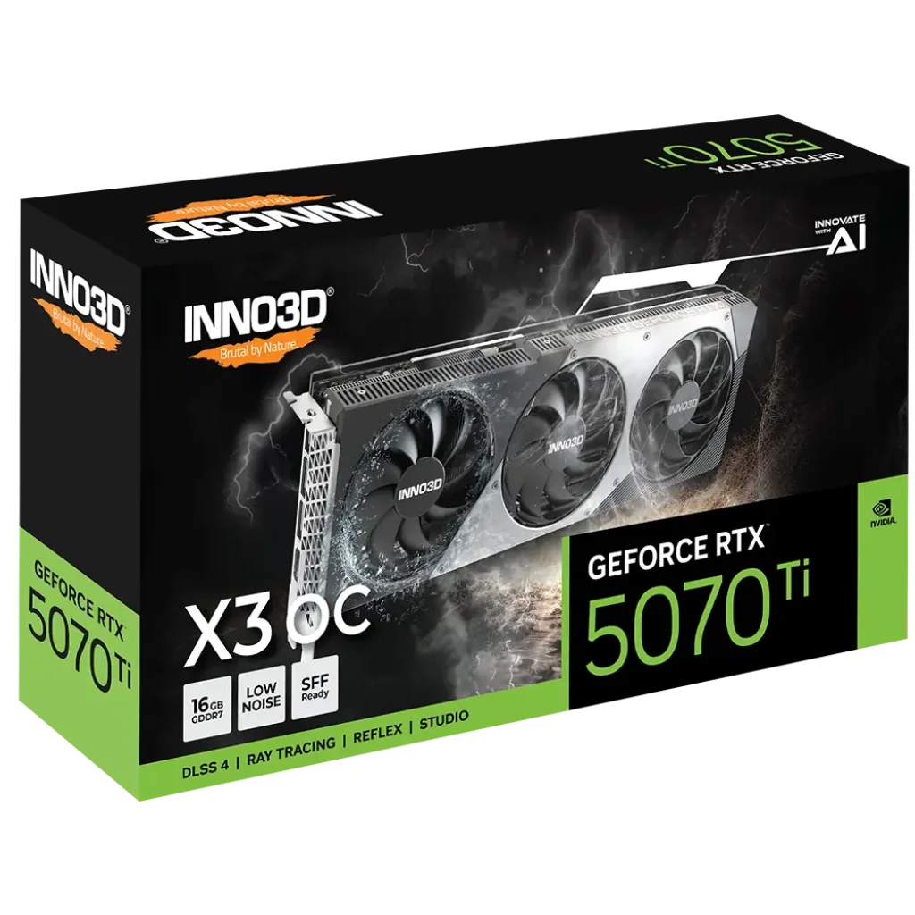 Відеокарта Inno3D NVIDIA GeForce RTX 5070 Ti X3 OC Inno3D RTX 5070 Ti X3 OC (N507T3-16D7X-176068N) UA