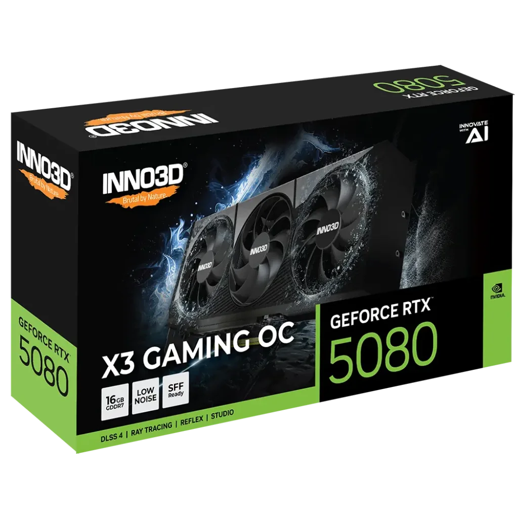 Відеокарта Inno3D NVIDIA (2700 MHz/ 30Gbps)/16GB G DDR7/256-bit/DP+DP+DP+HDMI INNO3D RTX 5080 X3 GAMING OC (G50803-16D7X-17603930) UA