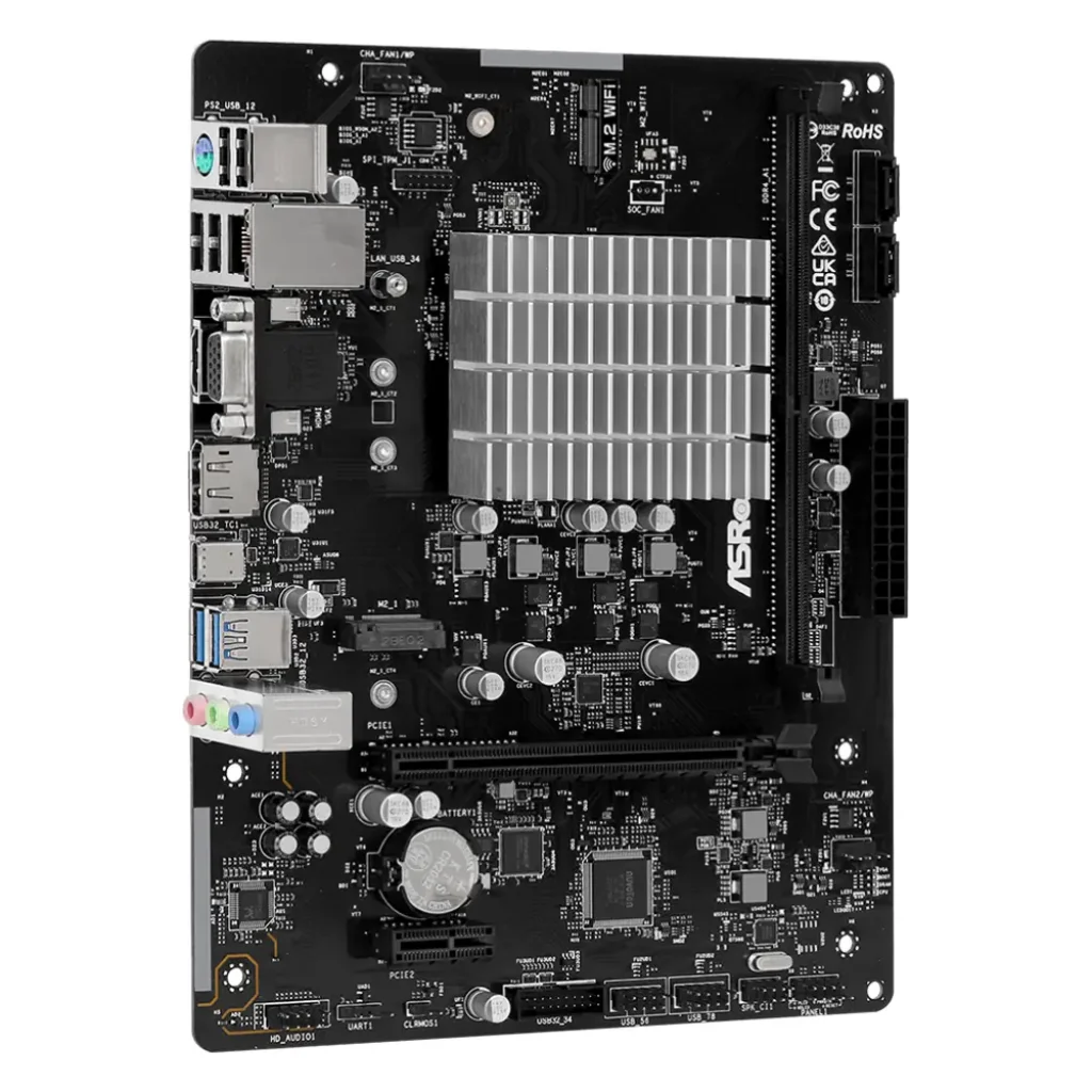Материнськая плата ASROCK +CPU Intel N100 4core HDMI/DVI/V GA 1xDDR4 1xM.2 GbE LAN mATX N100M UA