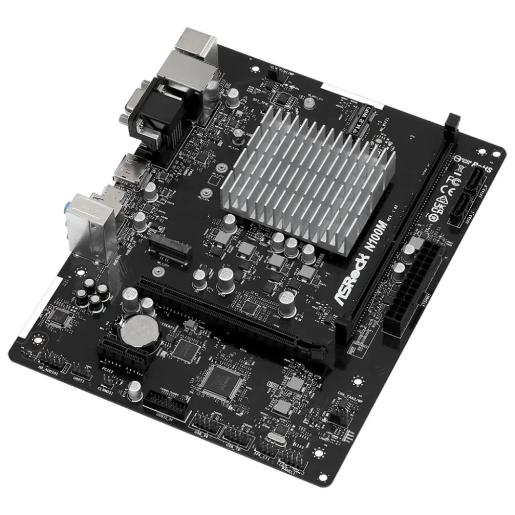Материнськая плата ASROCK +CPU Intel N100 4core HDMI/DVI/V GA 1xDDR4 1xM.2 GbE LAN mATX N100M UA